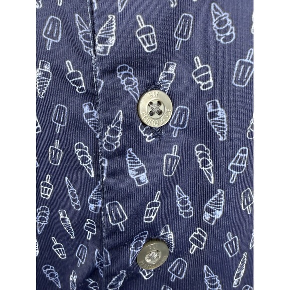 Roundtree & Yorke Performance Men's Small Navy Blue Ice Cream Print SS Polo - Picture 4 of 9